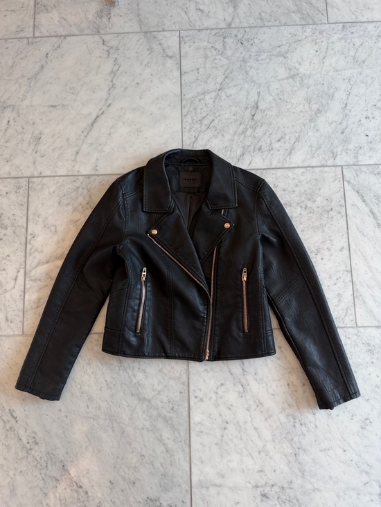 Blank NYC Jackets & Blazers - Blank NYC Black Faux Leather Moto Jacket with rose gold Hardware